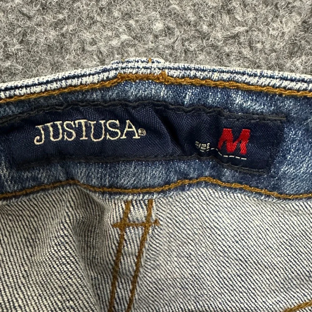 JustUSA Denim Shorts Womens Size M Blue Cuffed High Waist Stretch Casual JH600-A
